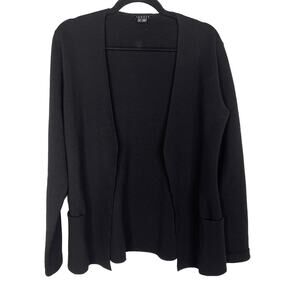 Theory Womens L Black Lanais Canonical Cardigan Sweater Blazer Wool Open Front
